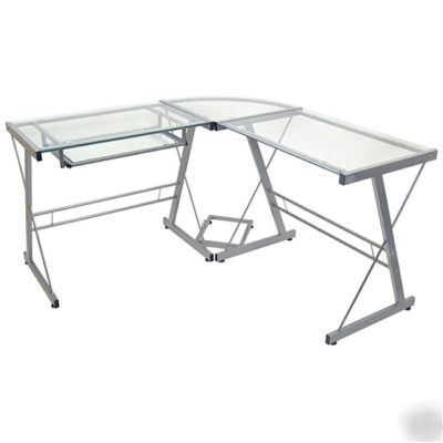 New modern office computer desk glass tempered