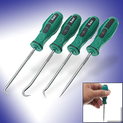Mini hook and pick set tool with green handle 4PCS