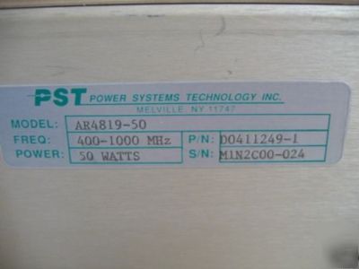 Pst / comtech AR4819-50 amplifier, 400 - 1000 mhz, 50 w