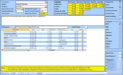 Recipe cost calculator