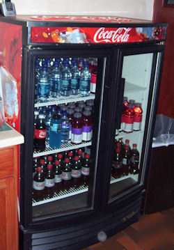 2 glass door refrigerator soda beverages curved front