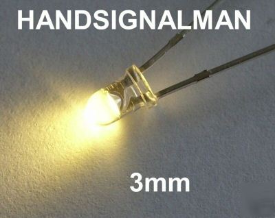 Led's warm white 3MM x 15 inc. resistors (3 for 2 av.)