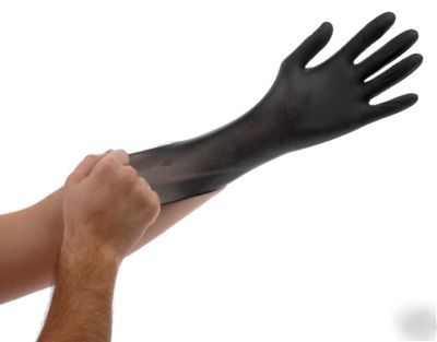 Black lightning powder & latex free nitrile gloves - xl