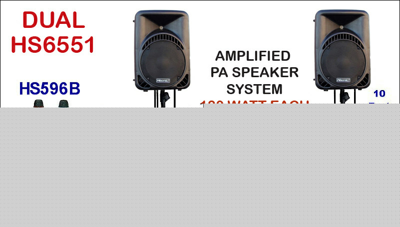 Hisonic dual 180 watt pa public address system + mics