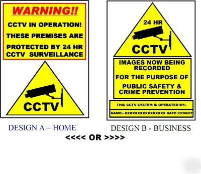 ** 2 cctv warning surveillance signs ** great value set