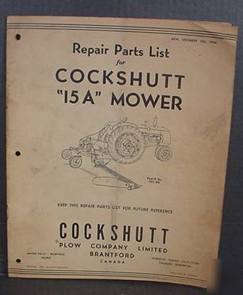 Repair parts list cockshutt 