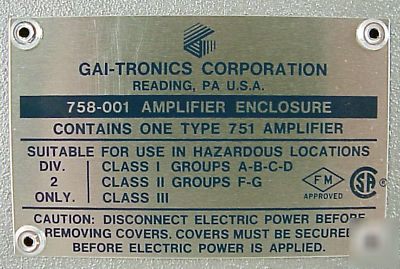 Gai-tronics weatherproof amplifier enclosure 758-001