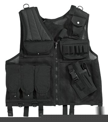 Quick draw police swat multi pouch tactical vest black