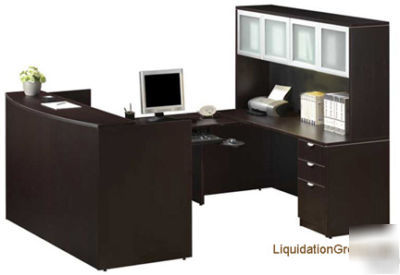 U-shape reception desk - hutch, credenza, drawers, etc