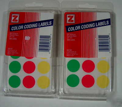 Blank round labels bright colors color coding 612 pcs 