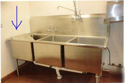 3 compartment sink w/1 faucet/raised drain board 7087