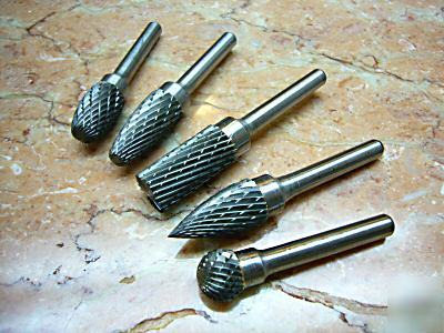 5 pcs 12MM tungsten carbide rotary burr set 1/4