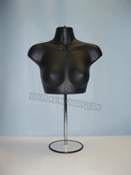 New blk female torso mannequin w/metal base *dress form