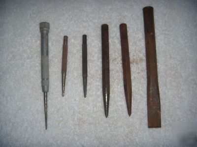Lot of 6 - punches and chisel â€“ usa made