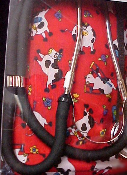 Stethoscope aneroid combo kit bp cows red flowers