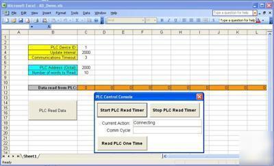 Import data from an automation direct plc to ms excel