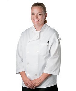 White classic 3/4 sleeve chef coat double breasted 