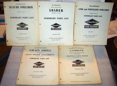 12 dearborn farm equipment master parts manuals 1950's