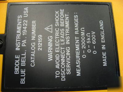 Biddle megger insulation tester 212159 excellent shape