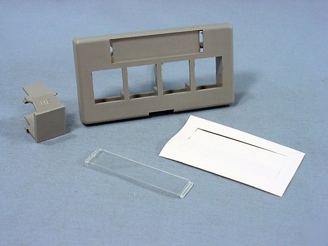 Leviton gray 4-port quickport jack cubicle wallplate