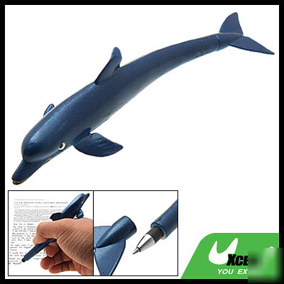 New lovely blue dolphin animal shaped ball point pen 