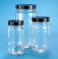 Vwr ac medium round bottles, clear, wide mouth