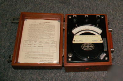 Weston 341 ac & dc wattmeter vintage antique wood box 