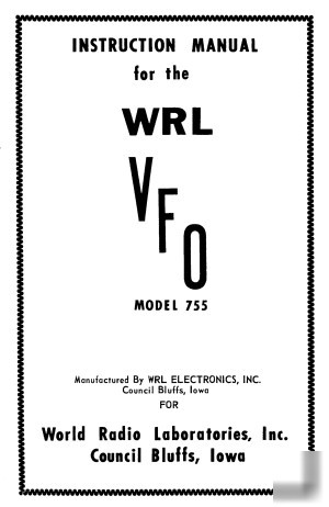 Wrl vfo 755 manual w/foldout schematic Â»rÂ²