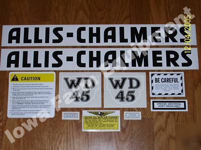 Allis chalmers decal set WD45 black text, even letters