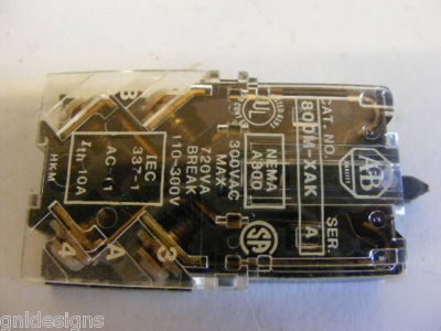 New allen bradley 800M-xak contact block 1 no 1 nc 10A 