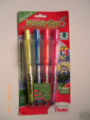 Pentel ultra-slim handy-lines retractable highlighters