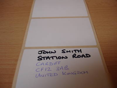 100 blank white postage / parcel labels - 76MM x 50MM