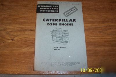Caterpillar tractor D398 engine operation manual