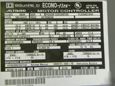 Square d econoflex motor controller - class 8839