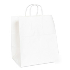 Shoplet select white paper shopping bags 14 x 10 x 15