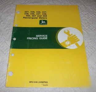 John deere 327 336 346 466 balers service pricing guide