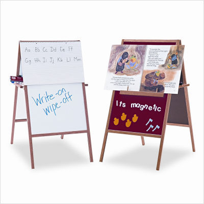 Magnetic flannel/dry-erase easel, 24 x 47, red/white