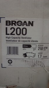 New broan L200 insulated losone fan ceiling ventilator 