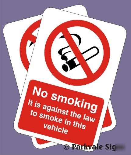 Pack of 2 100 x 150 no smoking vehicle stickers (07125)