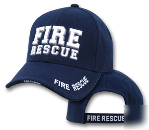 Deluxe fire rescue white embroidered hat