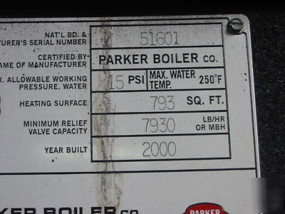 Parker low nox 150 hp boiler