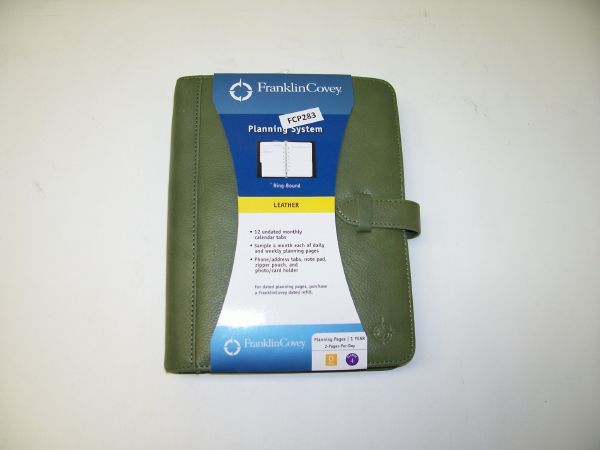 Franklin covey green binder with 1 year planning pages