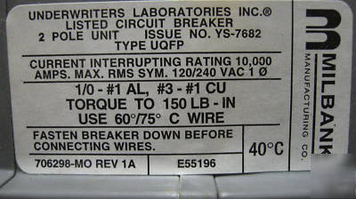 Milbank uqfp-100 2 pole uqfp 100 100AMP QFP24 breaker