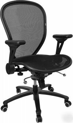 New professional solid all black metal base mesh chair 