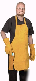 3 pc welding apron gloves rod holder leather welder mig