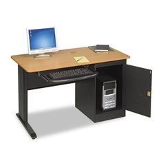 Locking computer workstation 48X24X2834 teak