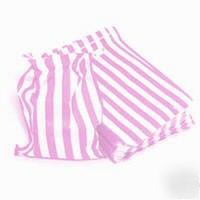 100X pink candy stripe paper bags - 5'' x 7'' 