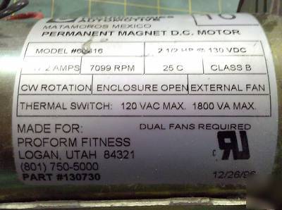 3D60 motor united technologies 17A 130VDC 2.5HP 7100RPM