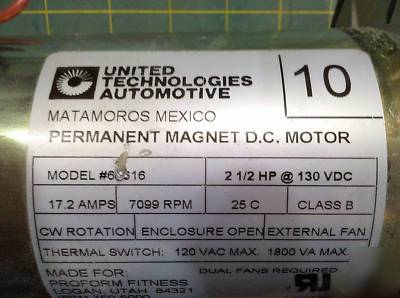3D60 motor united technologies 17A 130VDC 2.5HP 7100RPM