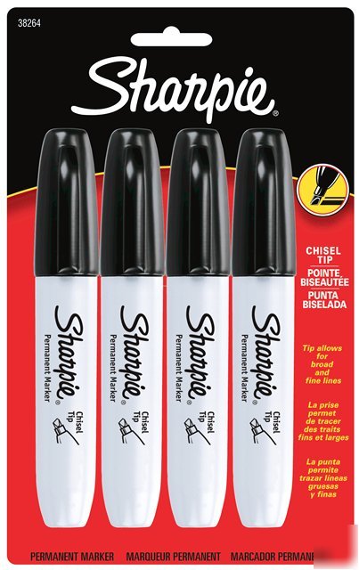 4 black sharpie chisel tip permanent markers versatile
